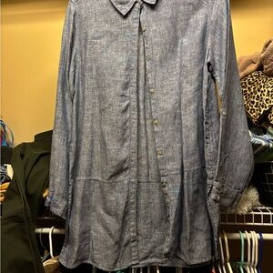 Tahari Blue Button-Up Shirt Dress